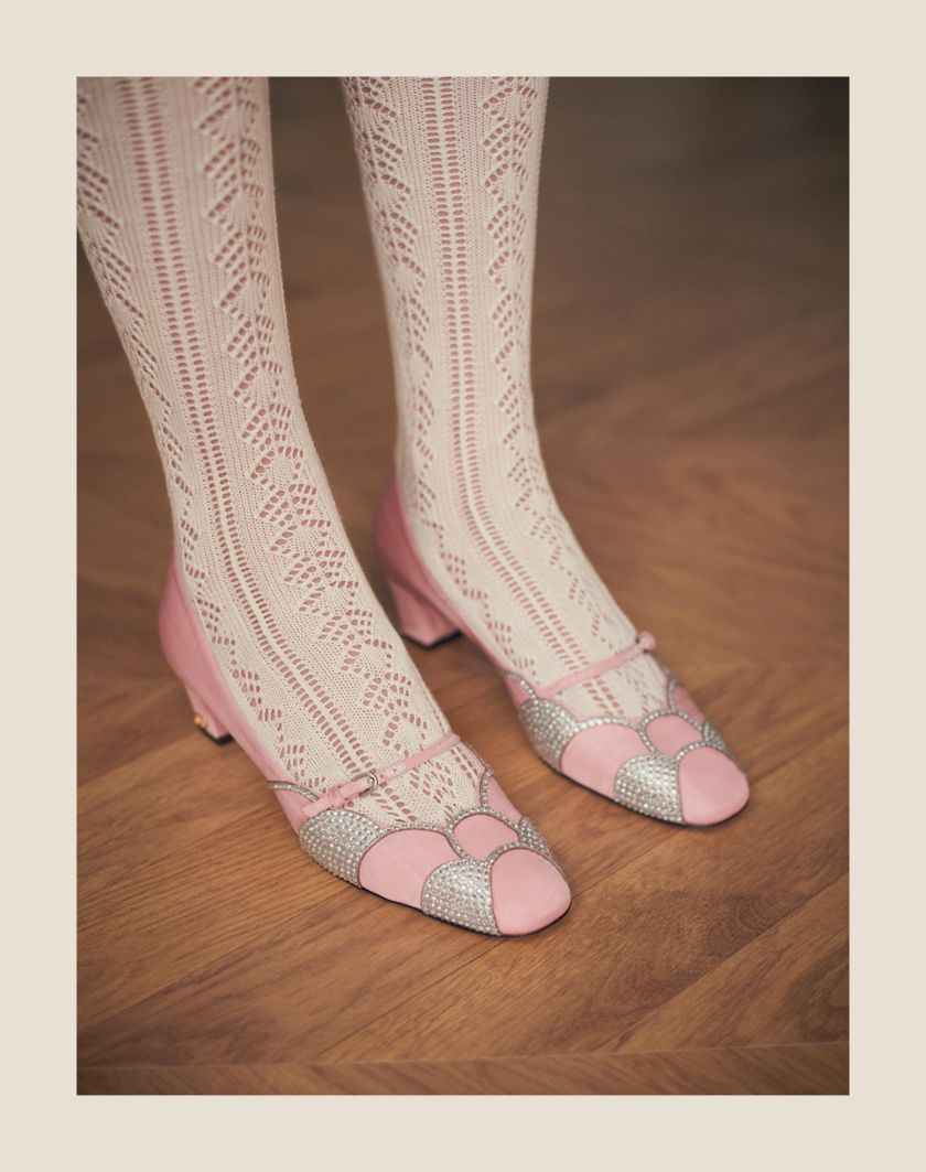 BOWOW PUMPS IN MOIRÈ FABRIC WITH CRYSTALS 45MM - Image 4